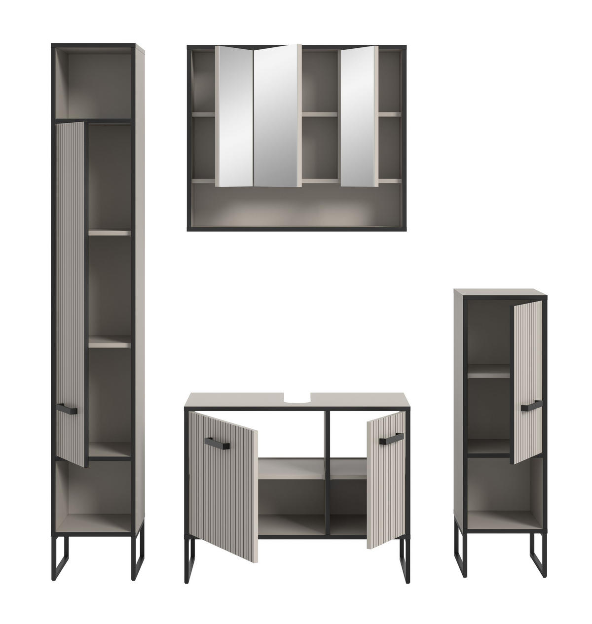 BADKOMBINATION Bagno 170x192x36 cm Kaschmir Schwarz 4tlg. - Kaschmir, Holzwerkstoff (170/192/36cm)