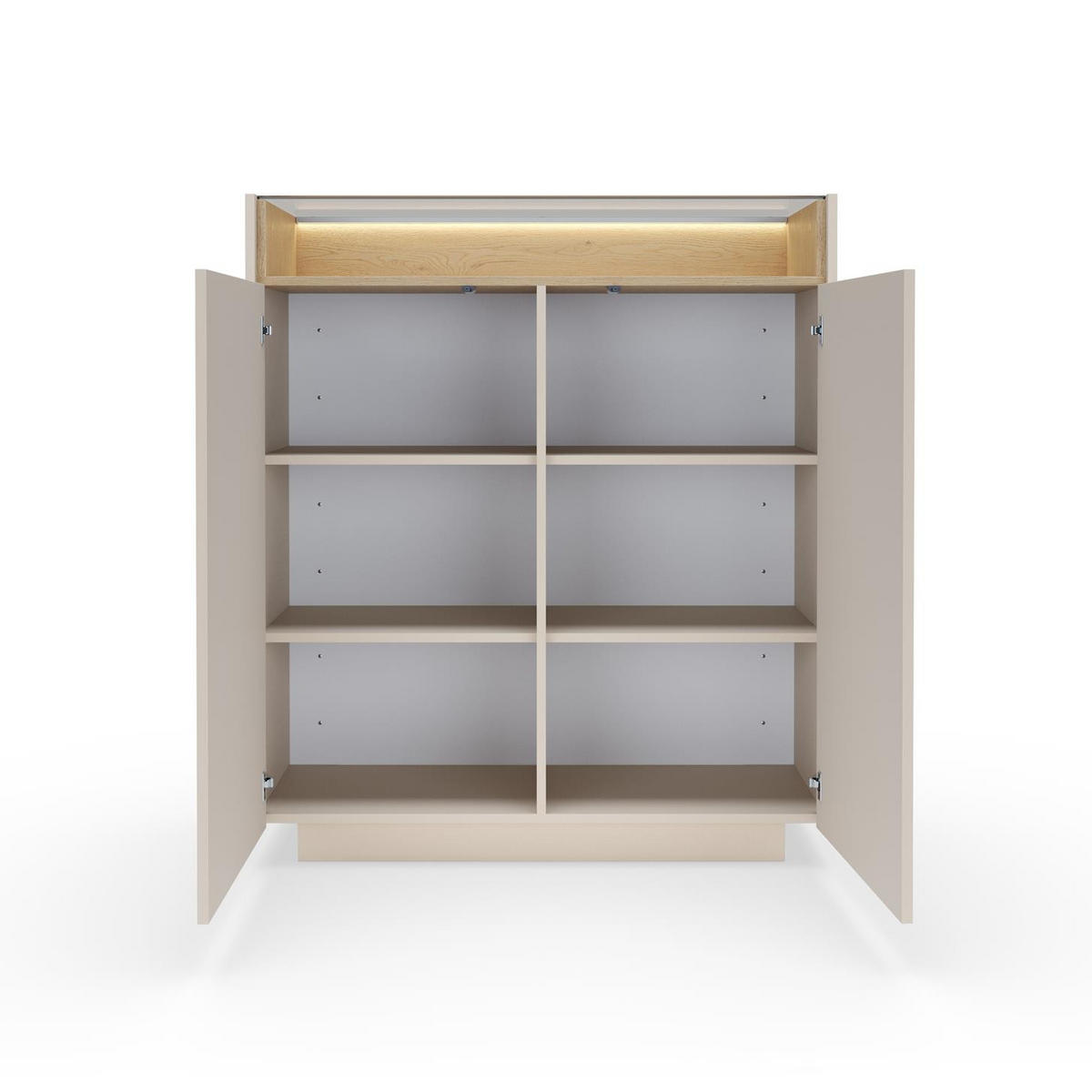 HIGHBOARD Kiro Beige, Hochkommode mit LED - Beige, Holzwerkstoff (103/119/40cm) - Bettso
