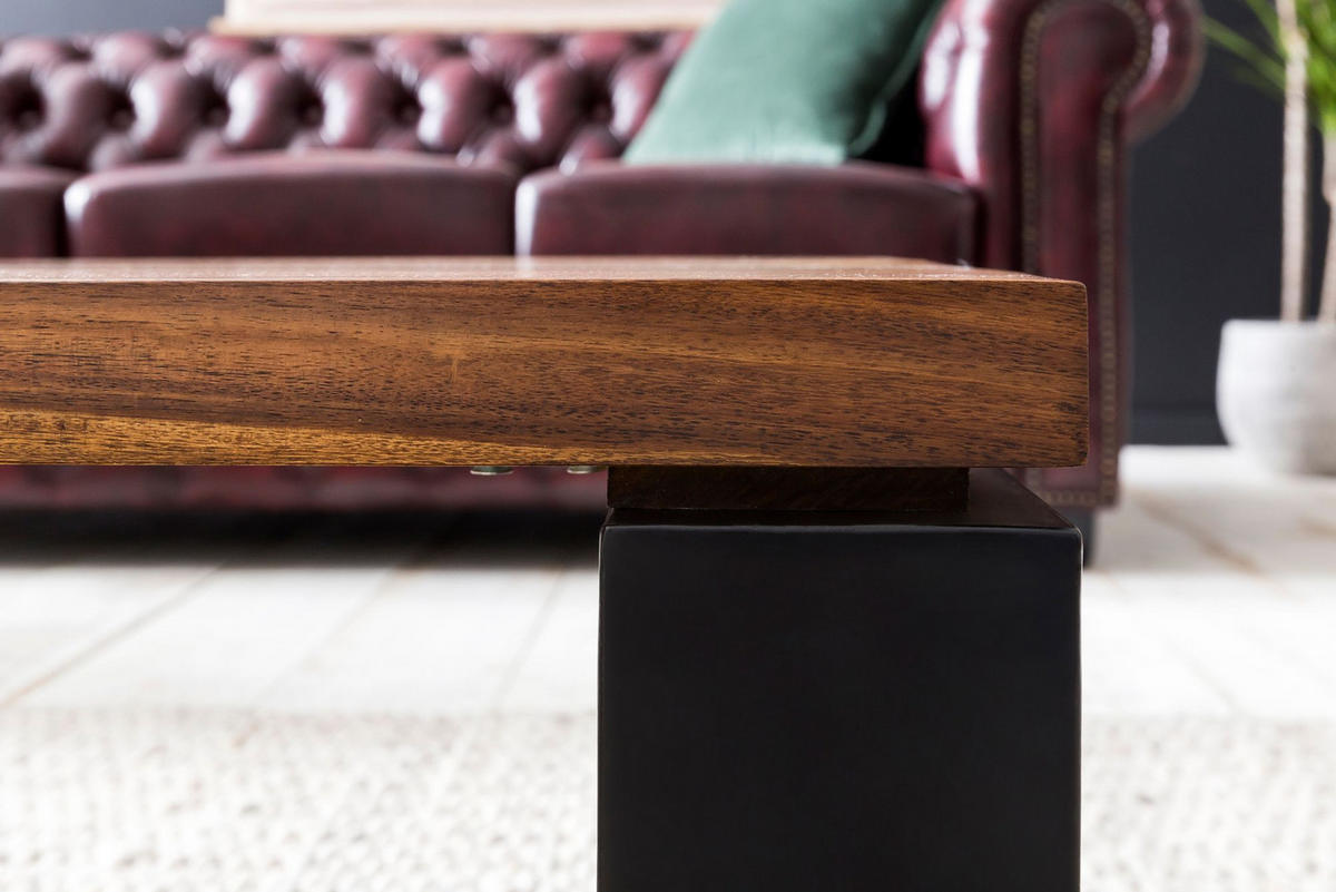 COUCHTISCH aus Holz und Metall, Industriedesign, Einzigartige Maserung, 115x60x35 cm - Schwarz/Braun, Holz/Metall (60/115/35cm) - KADIMA DESIGN