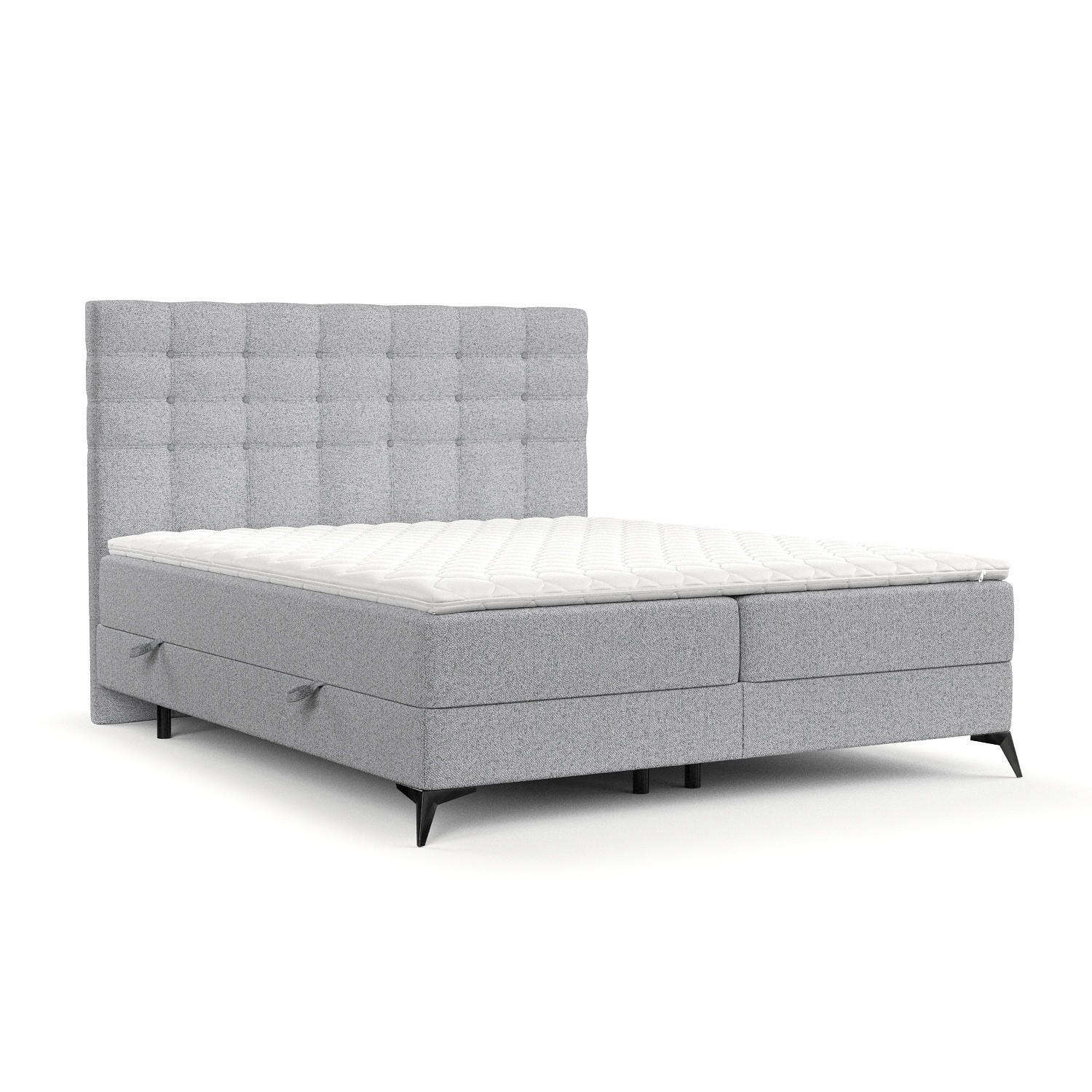 BOXBETT Niro 120/200 cm Hellgrau im Riva Stoff - Hellgrau/Schwarz, Holz/Holzwerkstoff (120/200cm) - AltaBeds
