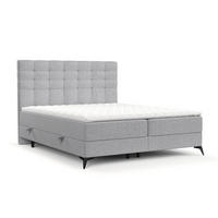 BOXBETT Niro 160/200 cm Hellgrau im Riva Stoff - Hellgrau/Schwarz, Holz/Holzwerkstoff (160/200cm) - AltaBeds