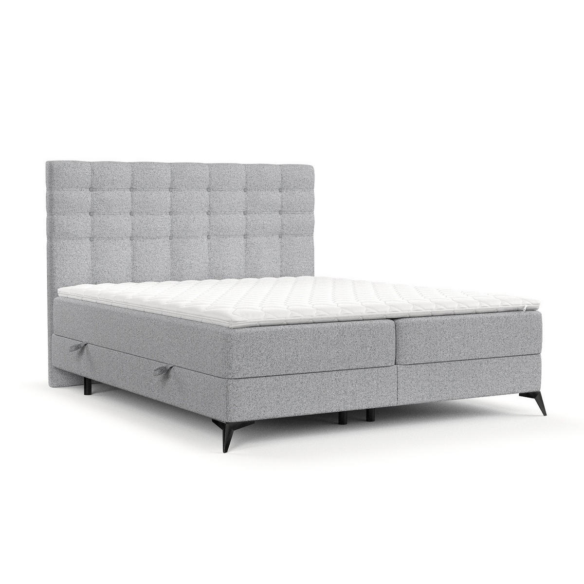 BOXBETT Niro 160/200 cm Hellgrau im Riva Stoff - Hellgrau/Schwarz, Holz/Holzwerkstoff (160/200cm) - AltaBeds