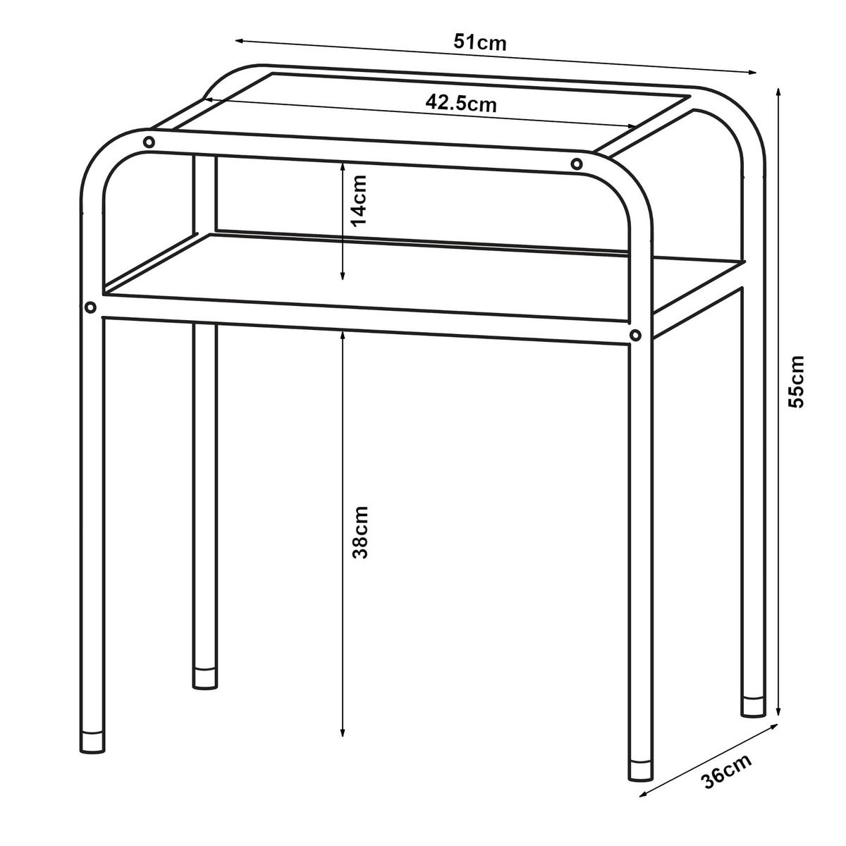BEISTELLTISCH Krødsherad - Eichefarben/Schwarz, Holzwerkstoff/Metall (36/51/55cm) - [en.casa]