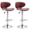 BARHOCKER 2er Set Famir Kunstleder Bordeauxrot Silber - Weinrot, Leder (46/88/49cm) - DELUKE
