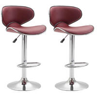 BARHOCKER 2er Set Famir Kunstleder Bordeauxrot Silber - Weinrot, Leder (46/88/49cm) - DELUKE