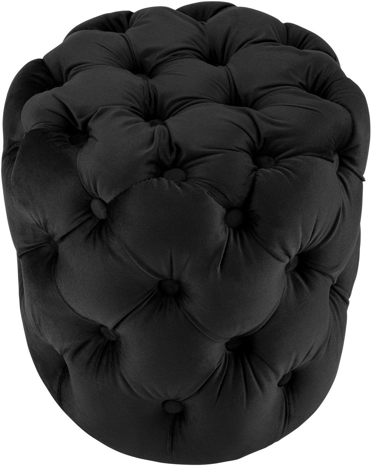 SITZHOCKER Bador Samt Schwarz Hocker Schlafzimmer - Schwarz, Textil (42/46/42cm) - DELUKE