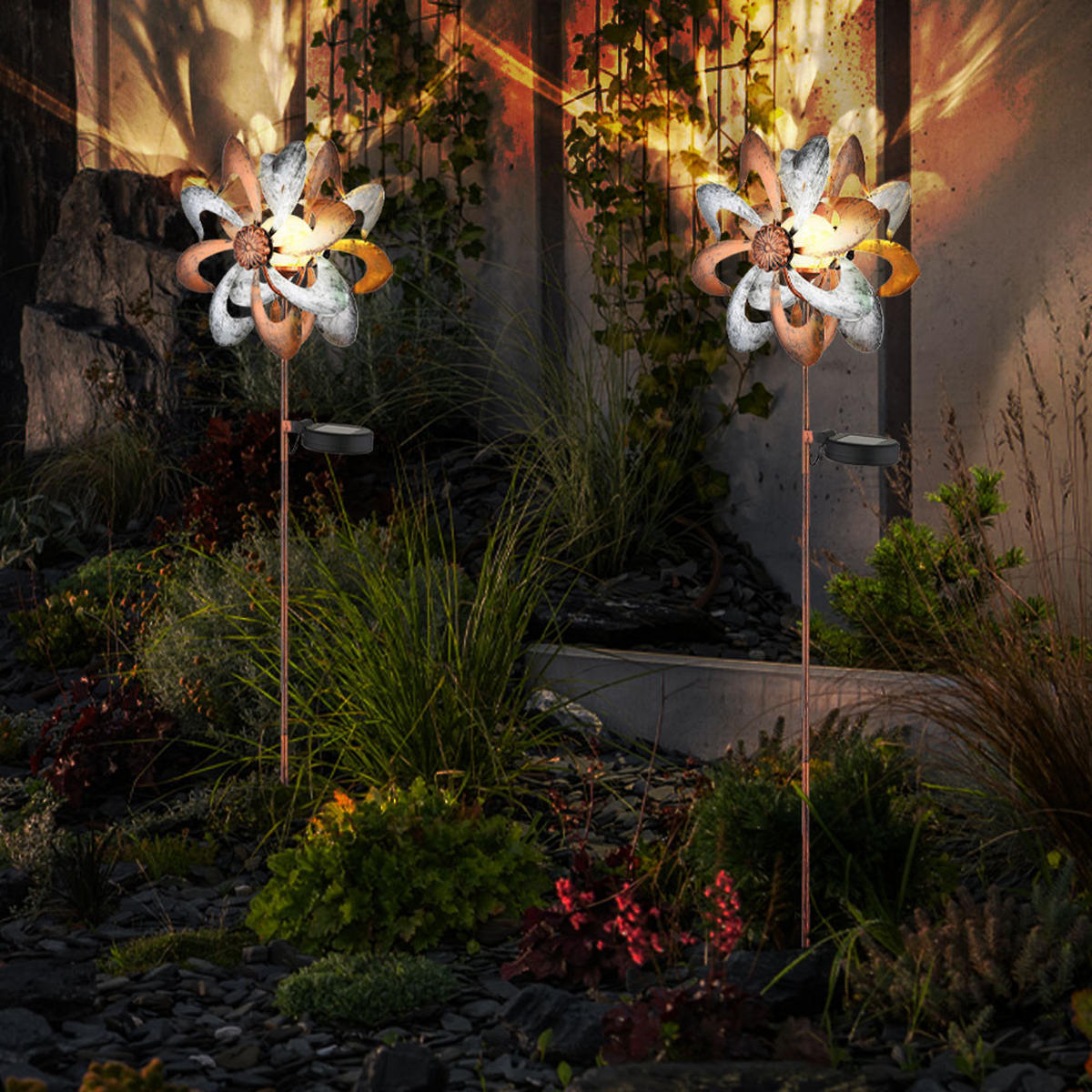 LED AUSSENLEUCHTE Metall Gold 2er Set - Goldfarben, Kunststoff (22/12/92cm) - Globo Lighting