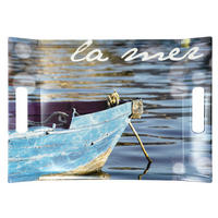 TABLETT Meer, rechteckige Serviertablett mit Griff 38x27 cm - Blau, Kunststoff (27/3/38cm) - Lashuma