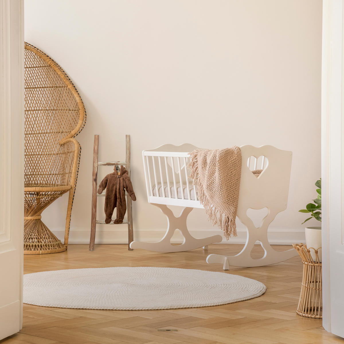 DEKORATIVNÝ rebrík - svetlohnedá, drevo (35/90/4.5cm) - Relaxdays