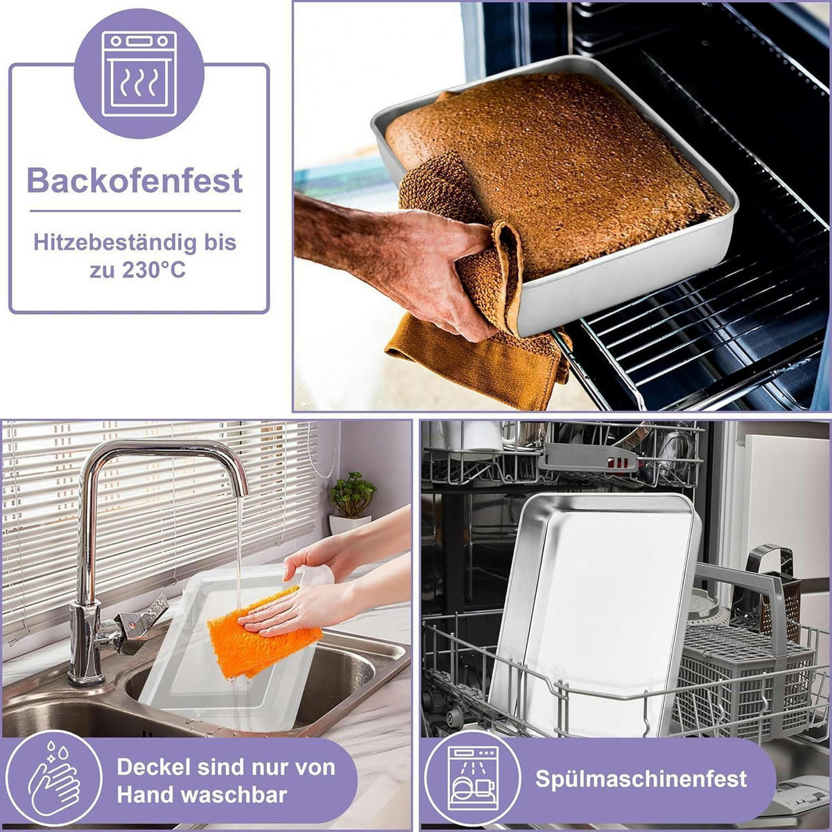 BACKBLECH mit Deckel 23,8 x 18 x 5 cm - Transparent, Metall (23.8/5/5cm)