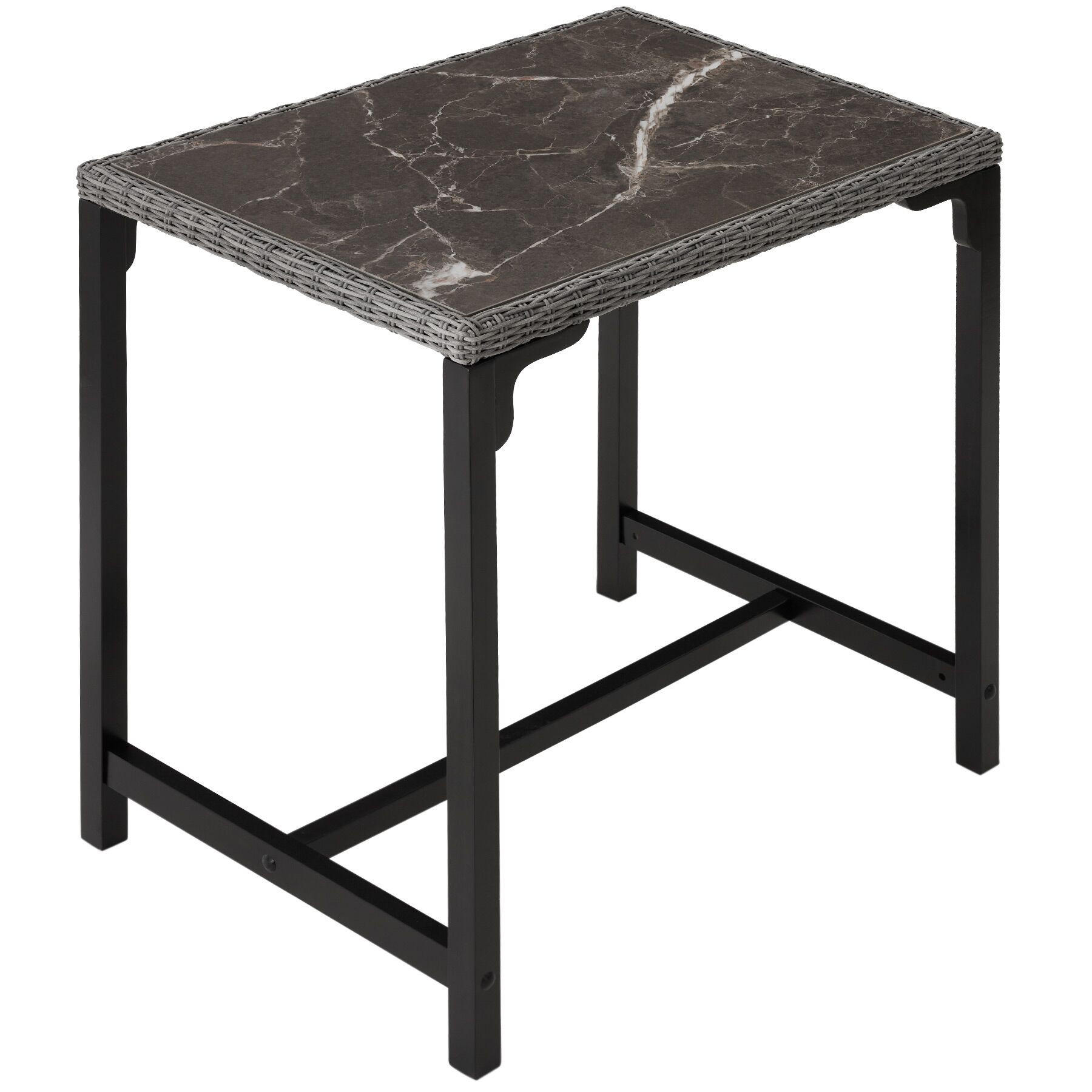 RATTAN BARTISCH Kutina,96 x 65 x 100 cm,grau - Grau, Kunststoff (96/65/100cm) - tectake