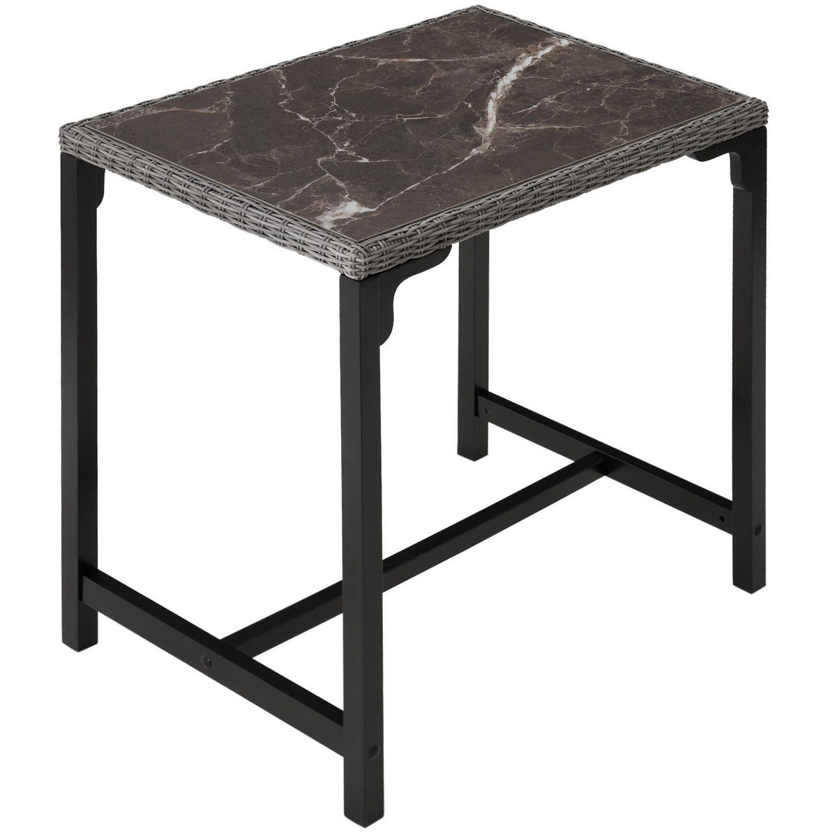 RATTAN BARTISCH Kutina,96 x 65 x 100 cm,grau - Grau, Kunststoff (96/65/100cm) - tectake