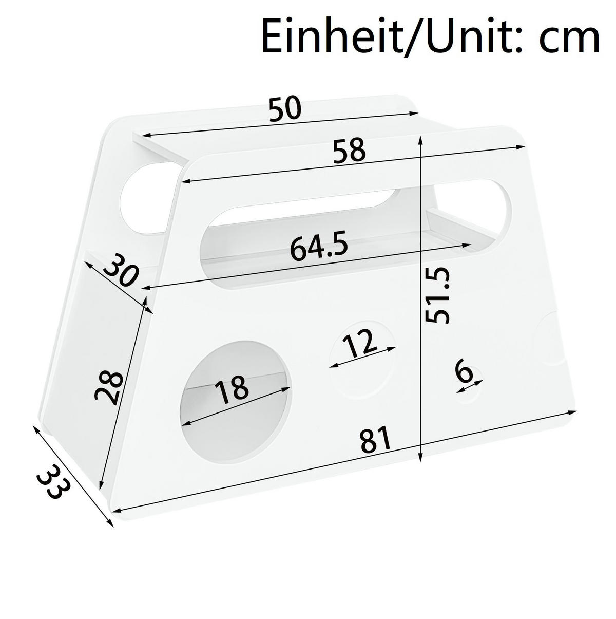 BEISTELLTISCH mit Rollen 81/33/51,5 cm in Weiß – mobil und platzsparend - Weiß, Holzwerkstoff (81/33/51.5cm) - BEAOK