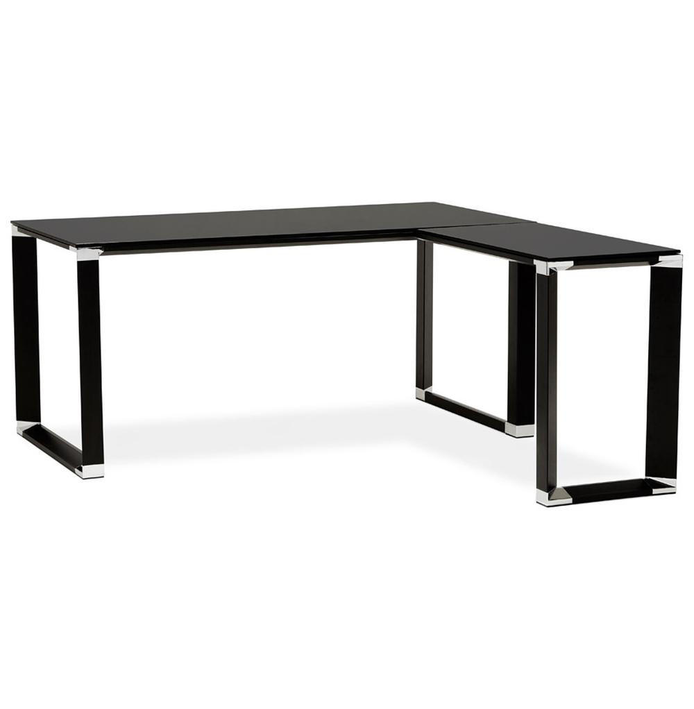 ECKSCHREIBTISCH Glas Metall Chromakzente Platzsparend KERIX, Schwarz 170x160x73 cm - Schwarz, Glas/Metall (160/170/73cm) - KADIMA DESIGN