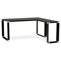 ECKSCHREIBTISCH Glas Metall Chromakzente Platzsparend KERIX, Schwarz 170x160x73 cm - Schwarz, Glas/Metall (160/170/73cm) - KADIMA DESIGN