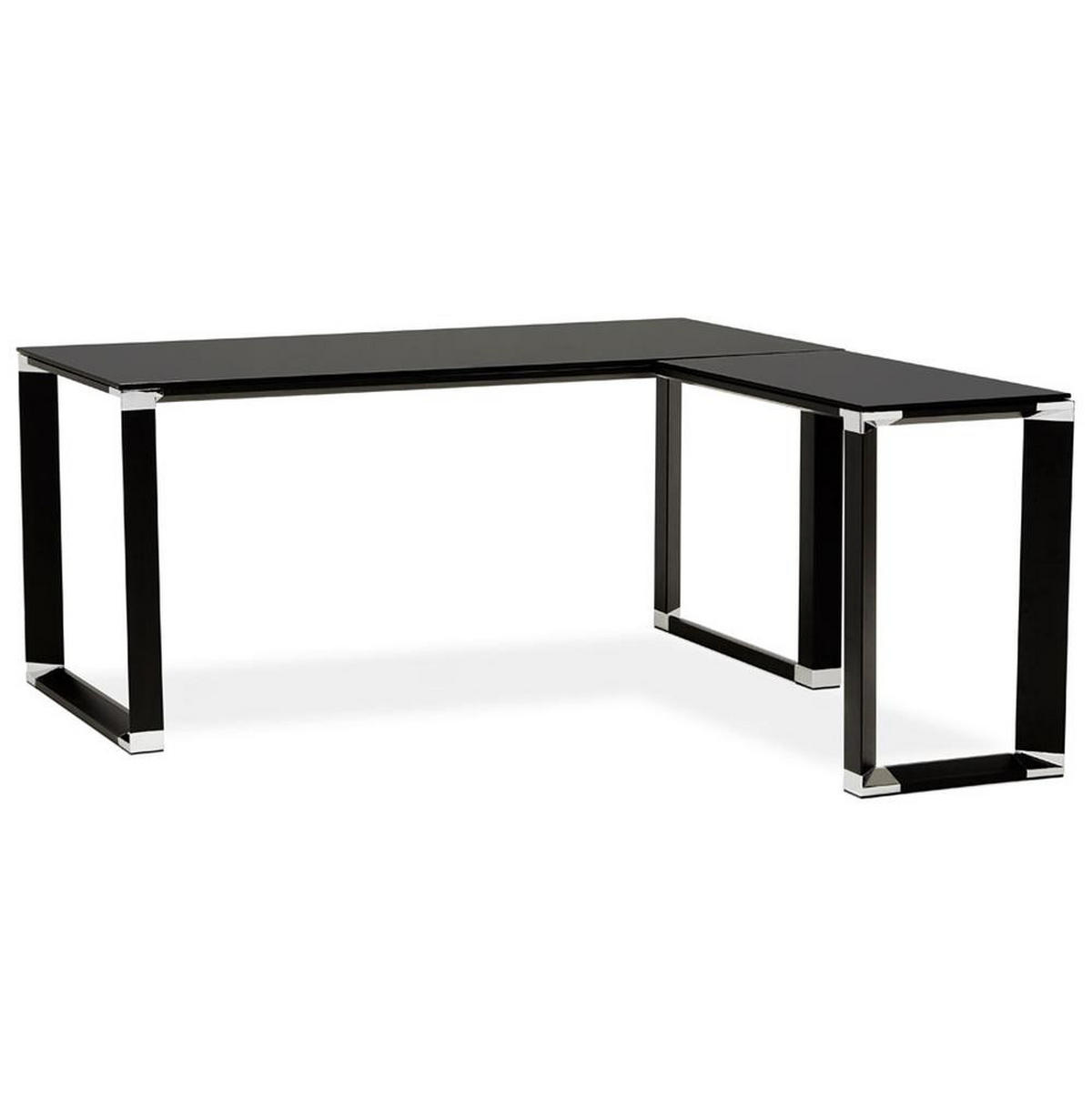 ECKSCHREIBTISCH Glas Metall Chromakzente Platzsparend KERIX, Schwarz 170x160x73 cm - Schwarz, Glas/Metall (160/170/73cm) - KADIMA DESIGN
