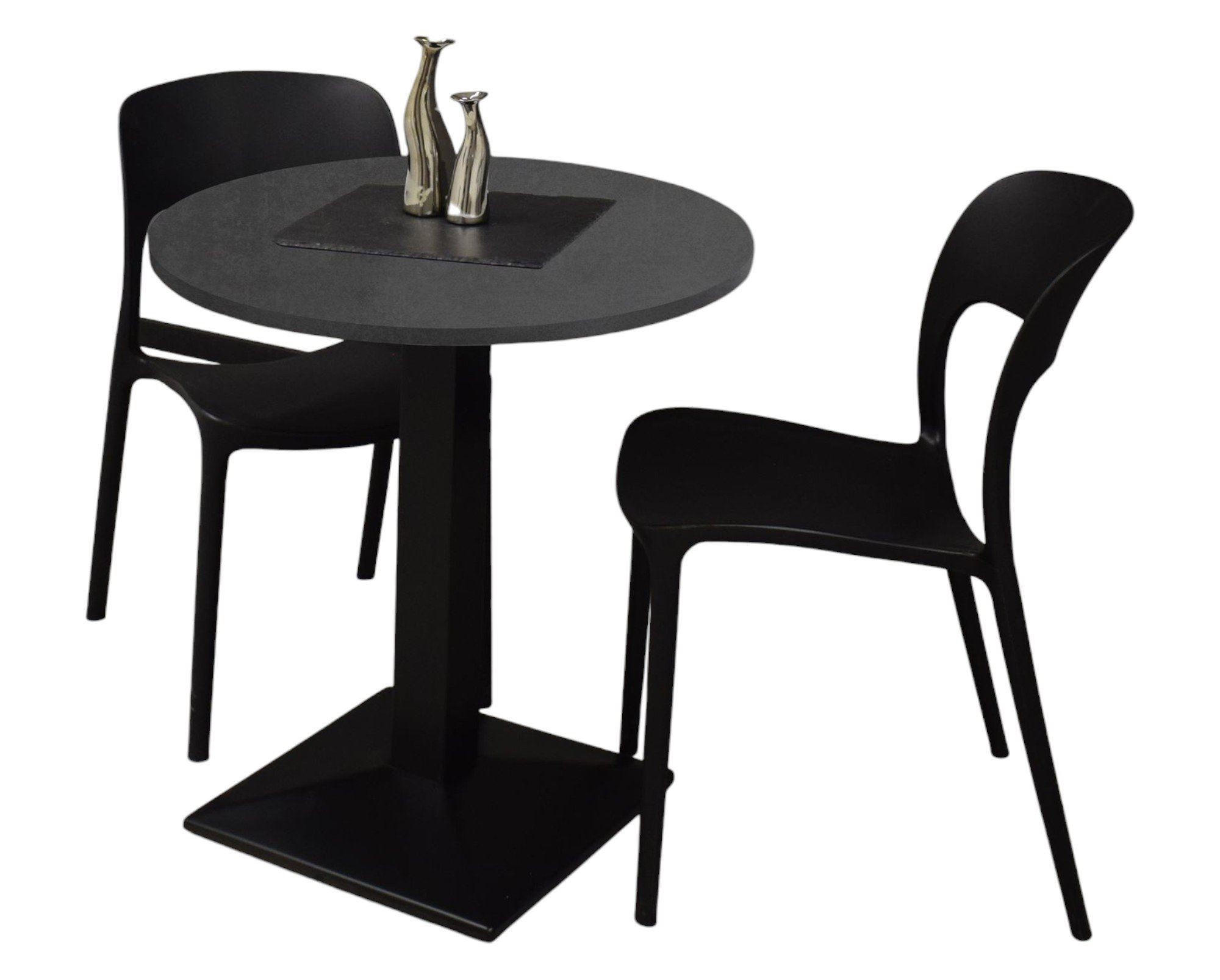 BISTROTISCH rund Elanur 70 cm schwarz matt/graphit - Graphitfarben, Metall (70/70/75cm) - 58aufmkessel