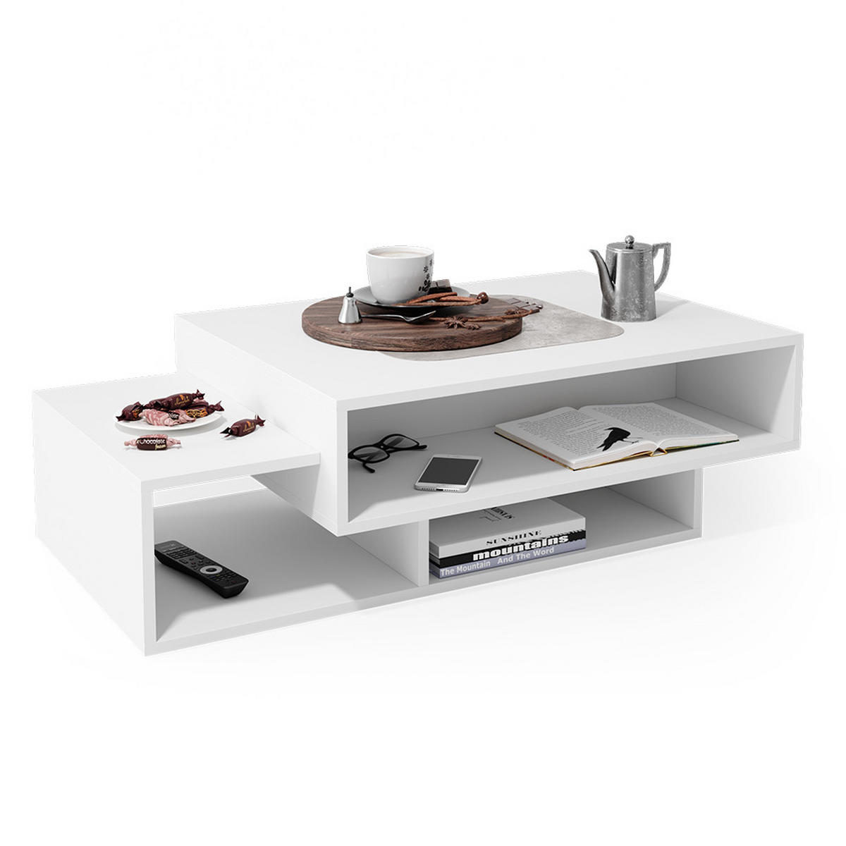 COUCHTISCH Bari Weiß 105 x 60 cm - Weiß, Holzwerkstoff (60/105/32cm) - Vicco