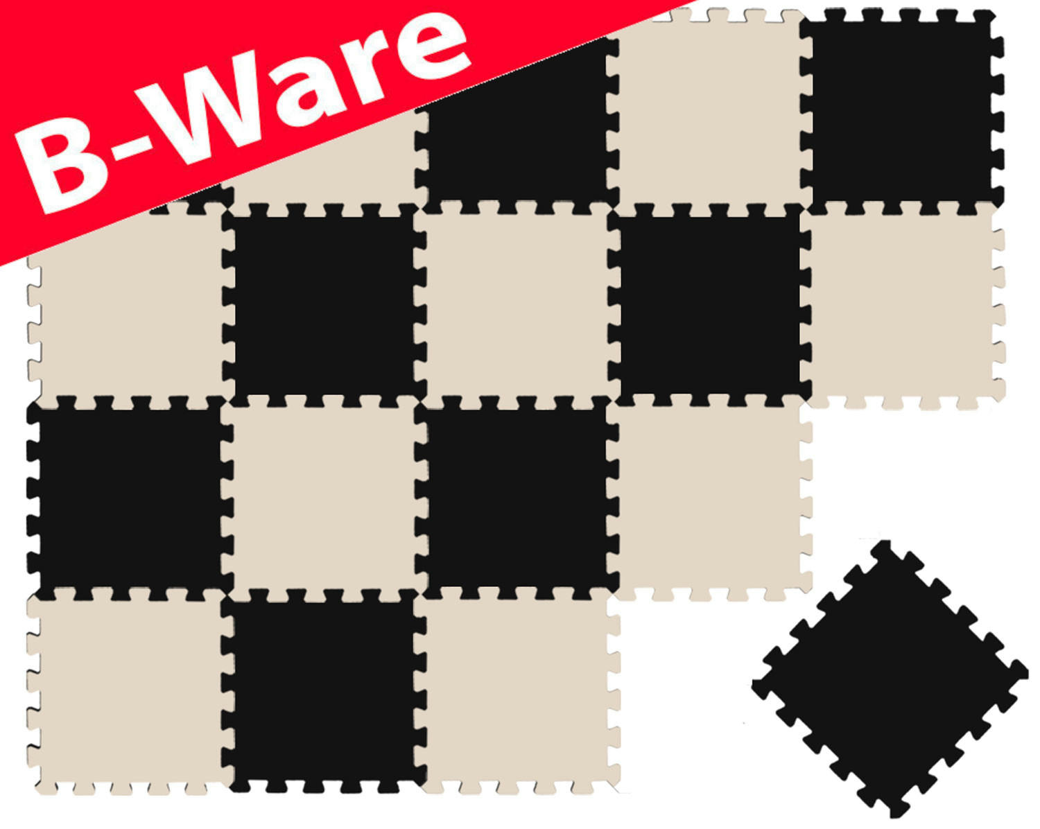 B-WARE Puzzlematte Kombi Schwarz Beige 16795 + 16789 18 Teile - Multicolor, Kunststoff (30/30cm) - Littletom