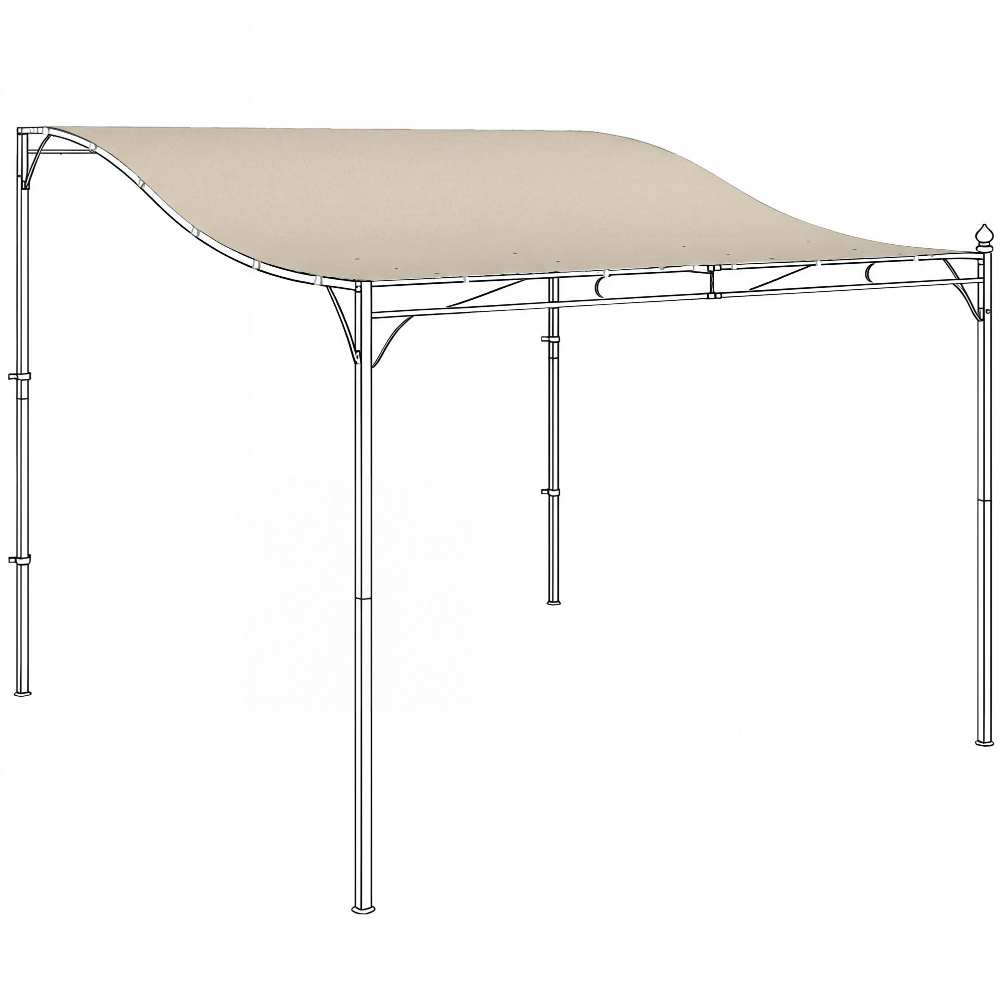 ERSATZDACH für Pergola Sonnensegel für Terrassenüberdachung Ersatz-Dachplane für 3 x 3 m Pavillon 298x293 cm Cremeweiß - Creme, Textil (298/1/293cm)