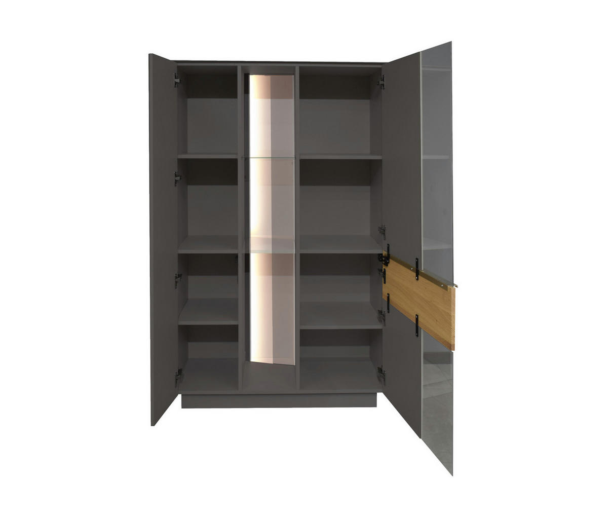 HIGHBOARD Nova Anthrazit und Eiche - Grau, Holzwerkstoff (96/151/42cm)
