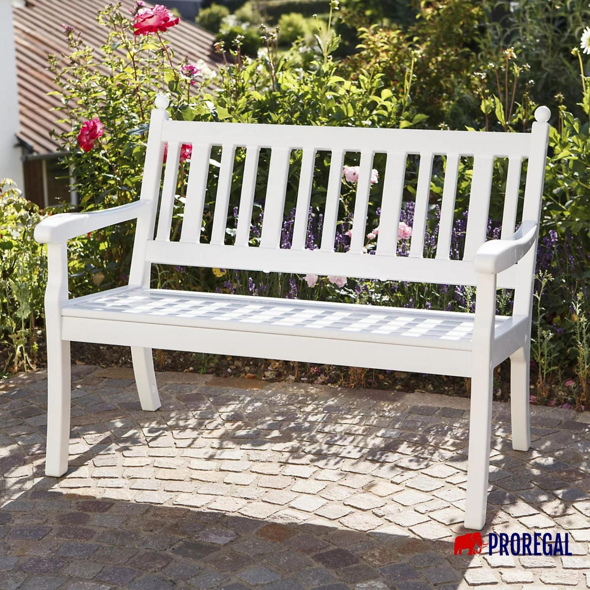 GARTENBANK Aruba 2 Sitzer Weiß 88 x 115 x 69 cm Witterungskunststoff & UV Beständiger Kunststoff - Weiß, Kunststoff (115/88/69cm) - PROREGAL