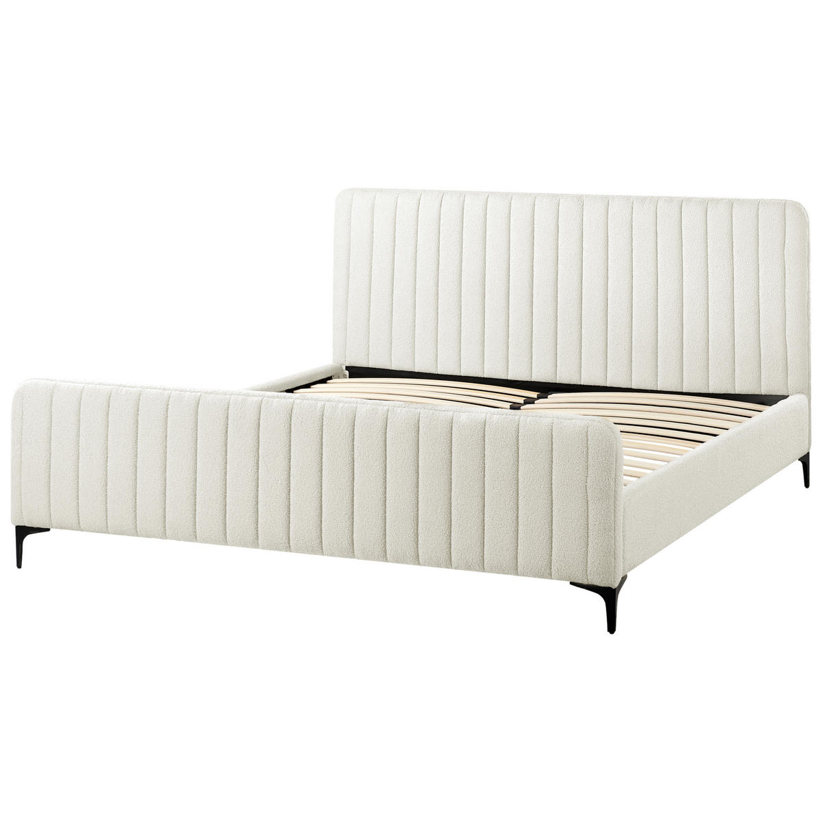POLSTERBETT mit Lattenrost 180x200 cm Weiß Lunan - Creme, Textil (180/200cm) - Beliani