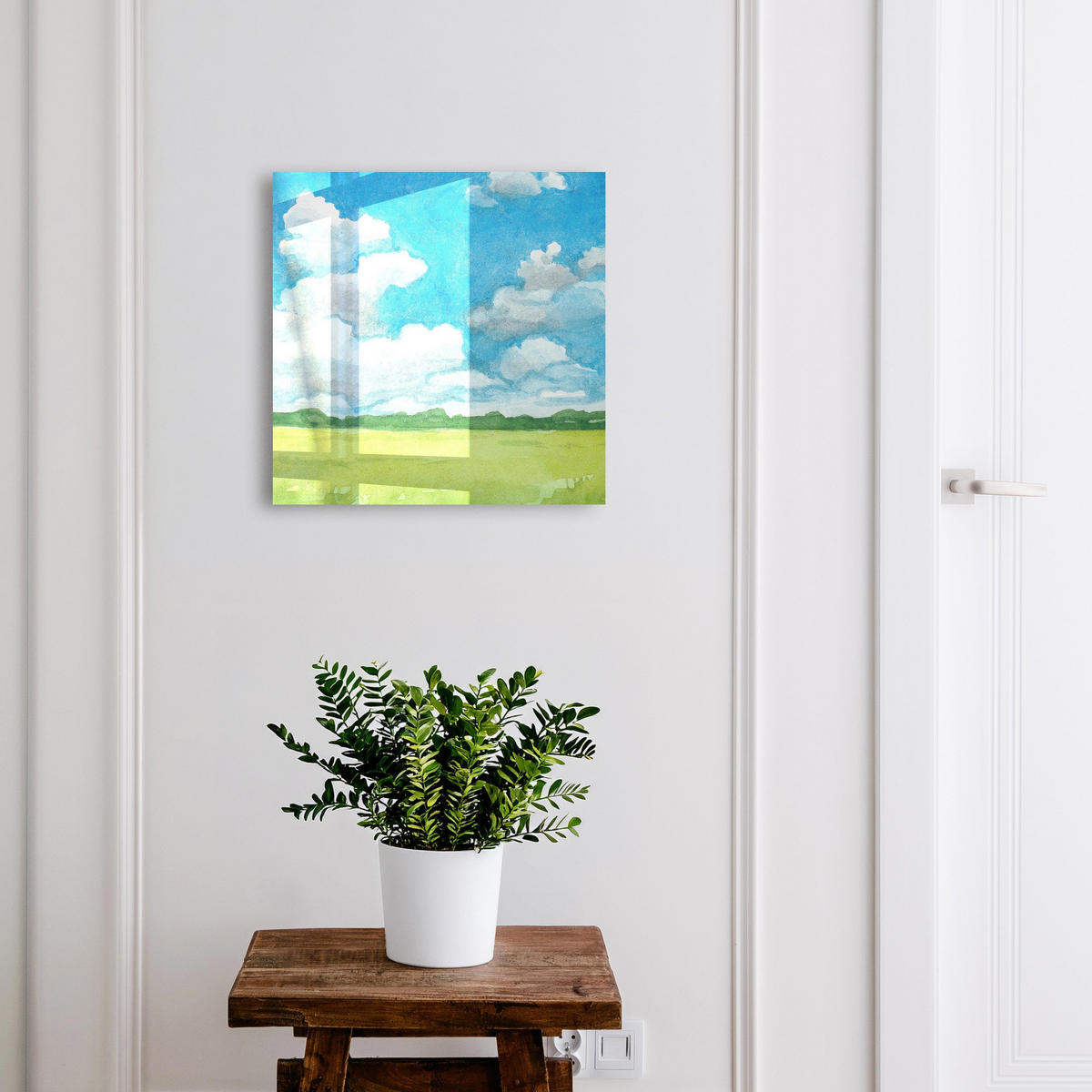 SCHLÜSSELBOX Schwarz 30x30 cm- Türöffnung nach rechts - Sommerlandschaft - Blau, Metall (30/30/5cm) - TULUP
