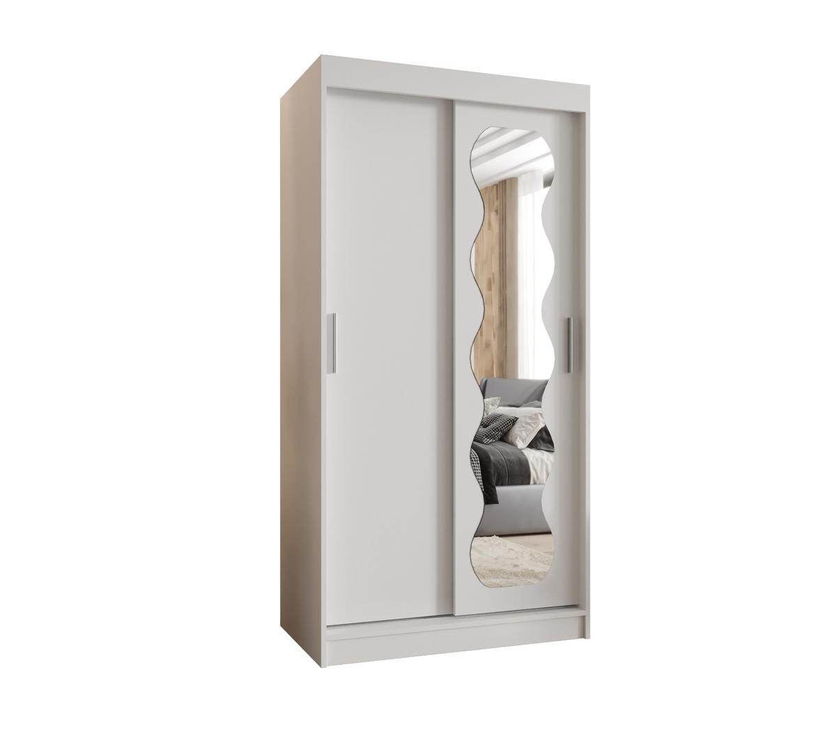 SCHWEBETÜRENSCHRANK 200/100/62 2-türig - Silberfarben/Weiß, Holz (100/200/62cm) - MÖBEL KRYSPOL