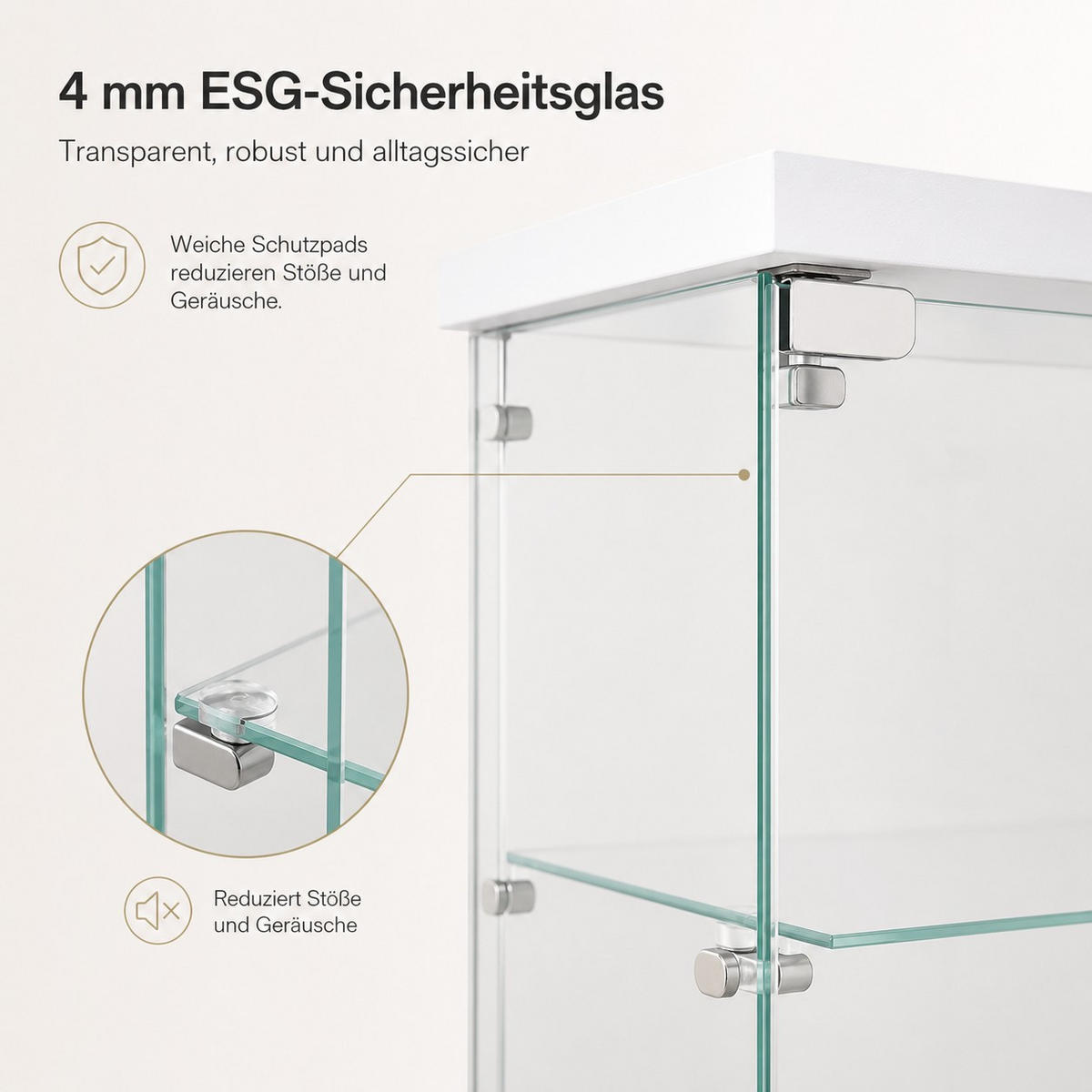 SAMMLERVITRINE WEISS 4 Etagen Glas Schrank Für Figuren Wein Bücher - Weiß, Glas (14.37/64.56/16.73cm) - SHOPENTRA