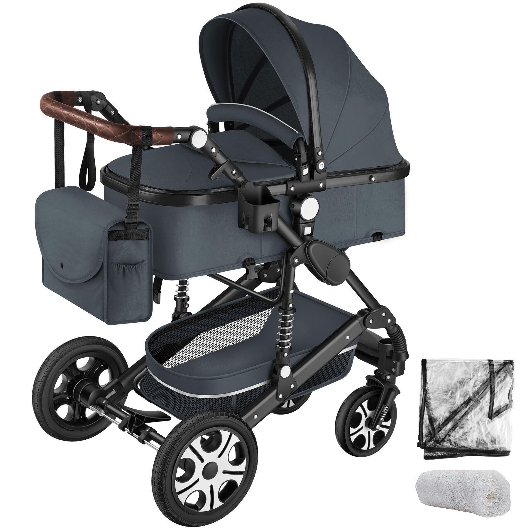 KOMBI-KINDERWAGEN Mats,für 0 bis 36 Monate geeignet, Belastbarkeit 15 kg,anthrazit - Anthrazit, Kunststoff (100/63/120cm) - tectake