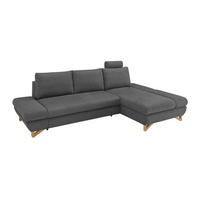 ECKSOFA grau Struktur-Stoff, Sofa mit Bettfunktion und Stauraum 284 cm - Grau, Holz/Textil (284/166cm) - Furn.Design