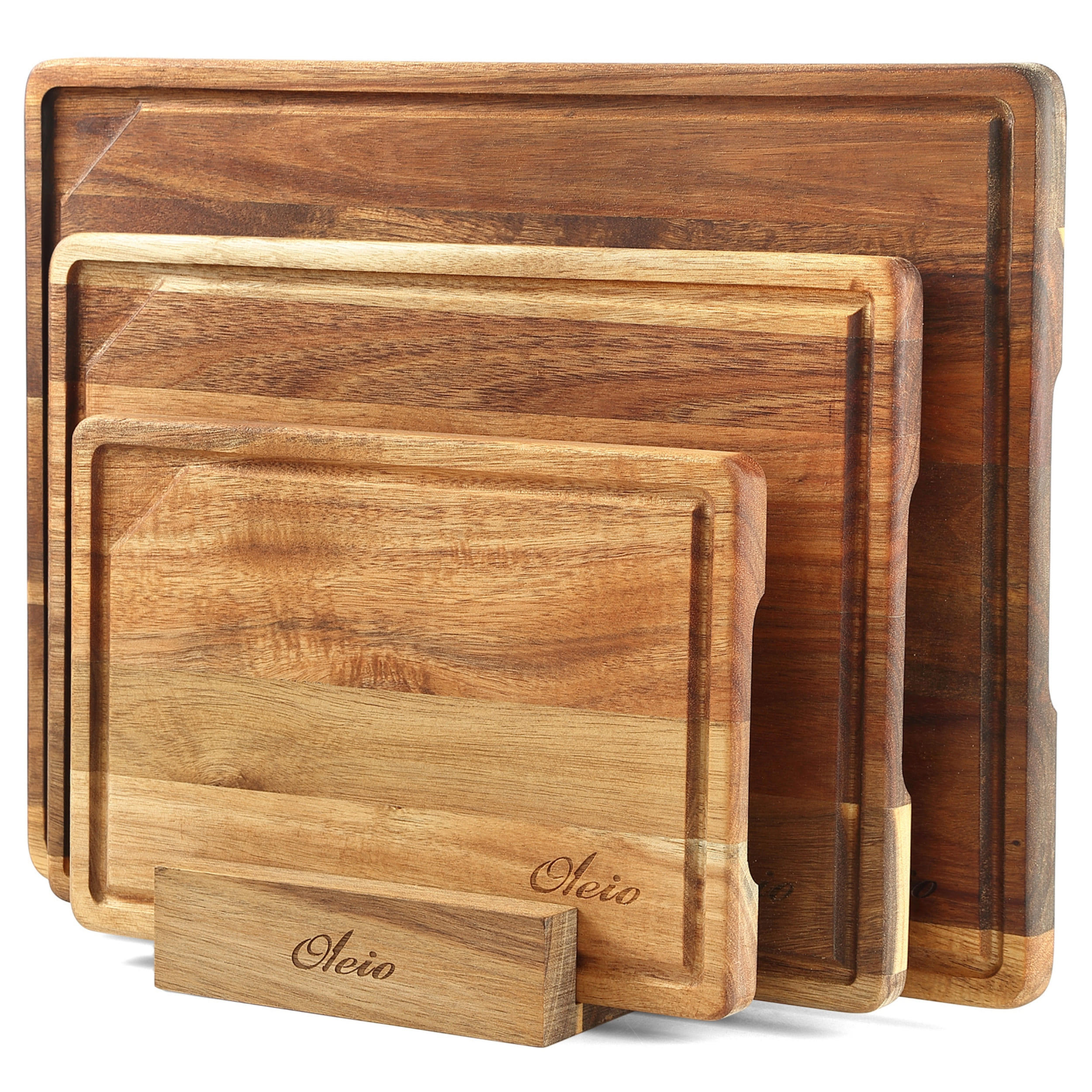 SCHNEIDEBRETT-SET 3-TEILIG - Akaziefarben, Holz (1/1cm) - Oleio