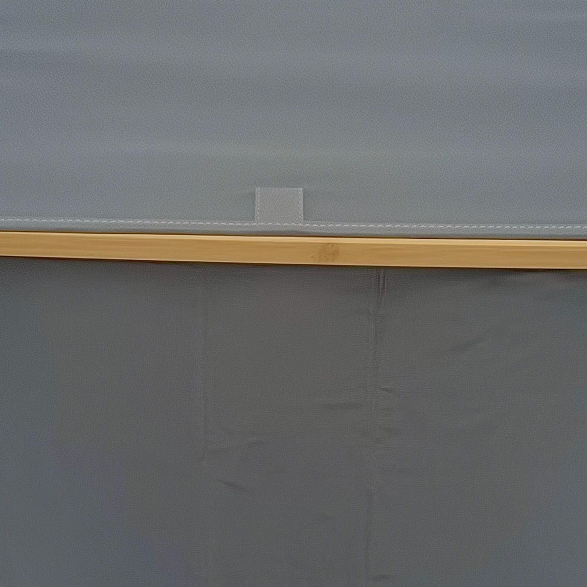 WÄSCHEKORB Bambus Textil Anthrazit mit 3 Fächern 57×37×67 cm - Anthrazit/Naturfarben, Holz/Textil (57/67/37cm) - Begryf