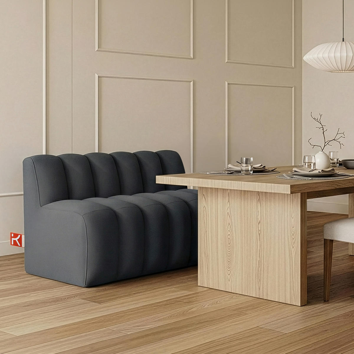 ESSZIMMERBANK CORDA, Dunkelgrau - Dunkelgrau, Holz/Holzwerkstoff (123/78/71cm) - KONSIMO®