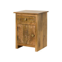 NACHTTISCH (Türanschlag links) Mango 45x40x60 natur lackiert KASHMIR #104 - Braun, Holz (45/60/40cm) - Massivmoebel24