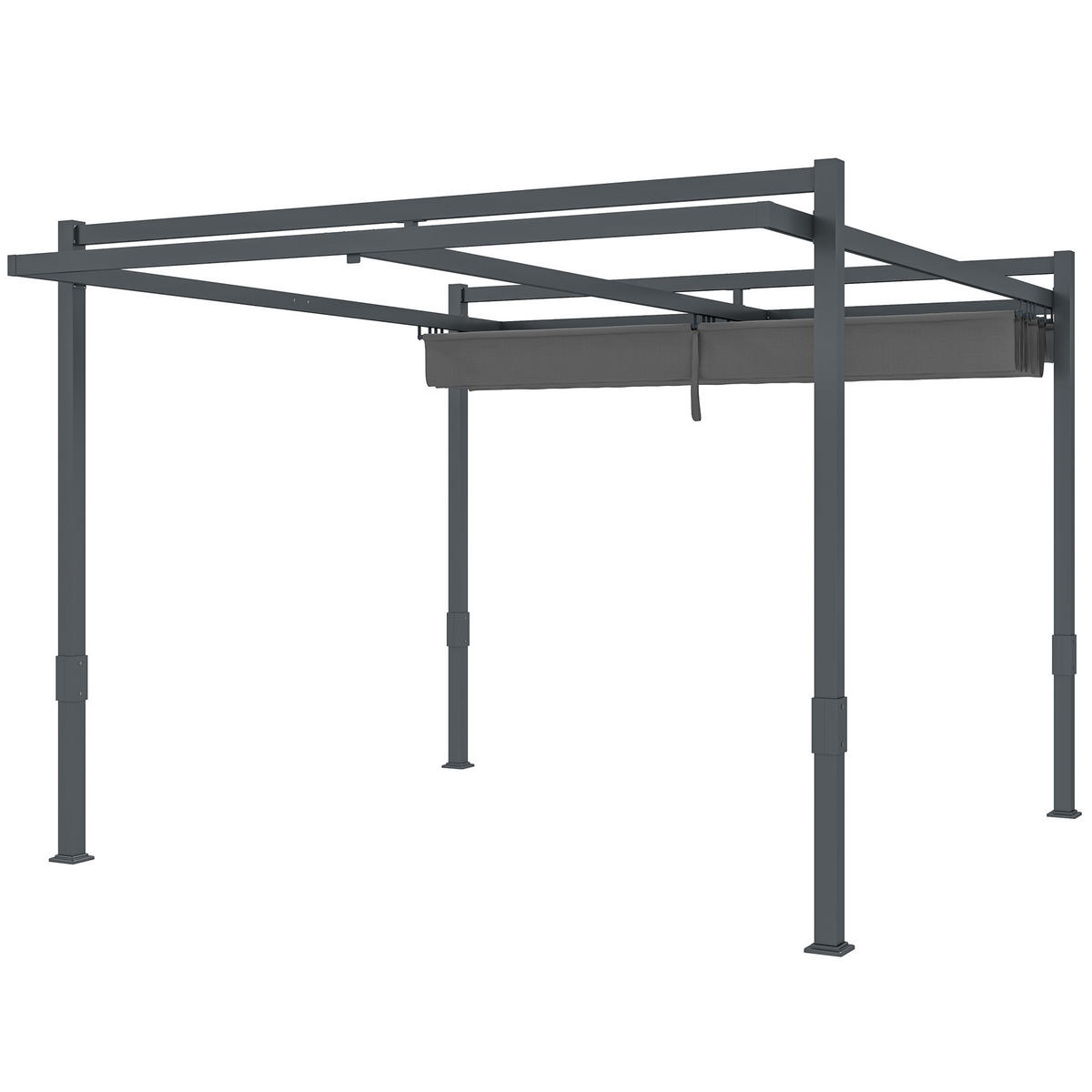 PERGOLA Pavillon ca. 3,5x3m Aluminium Stabil winterfest Sonnenschutz mit verstellbares Schiebedach Grau - Grau, Metall (358/245/320cm)