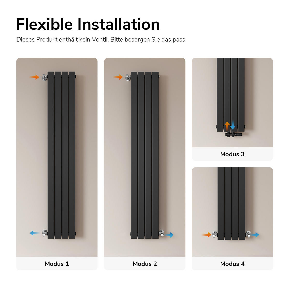 RAVNI RADIJATOR CRNI 180/30/6,3 cm - antracit, metal (30/180/6.3cm) - EMKE