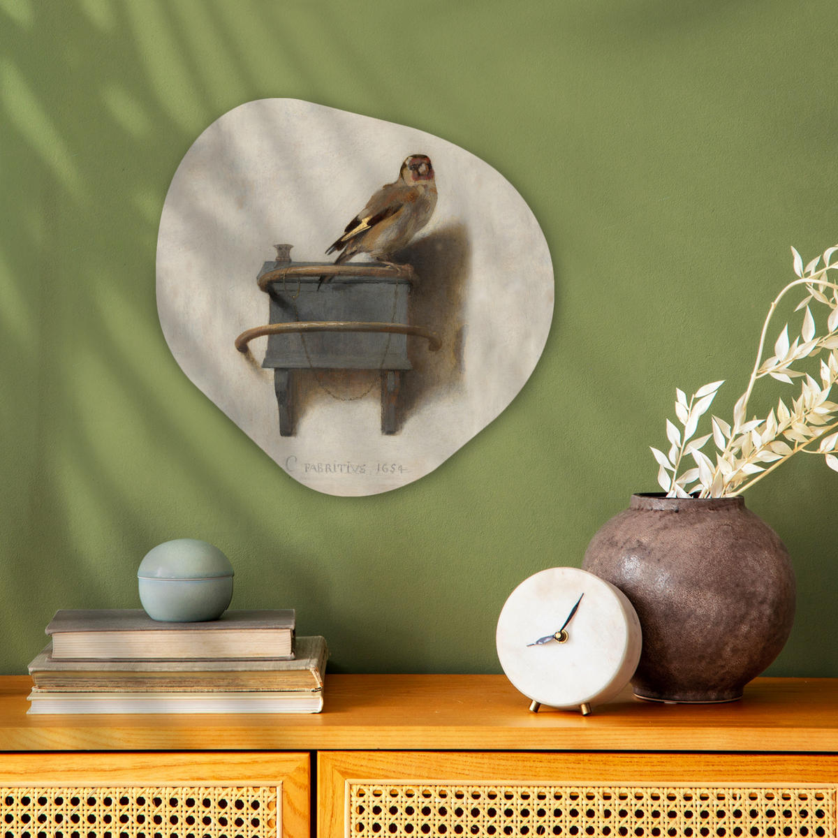 WANDBILD Stieglitz - Alter Meister - Carel Fabritius 40x40 cm - Grau, Kunststoff (40/40cm) - MuchoWow