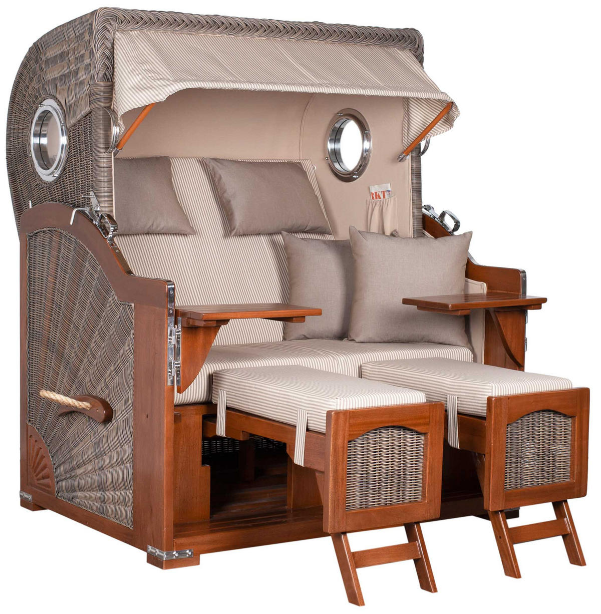 STRANDKORB XXL Düne Grande 2,5 Sitzer - Taupe/Braun, Metall (142/170/95cm) - Mr. Deko