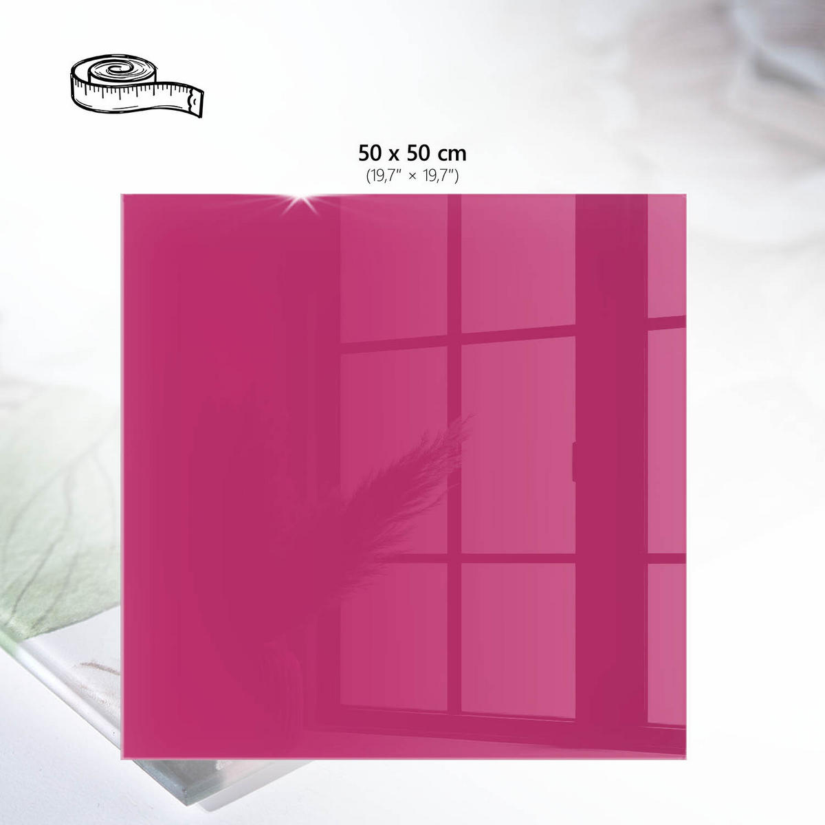 TISCHPLATTE 50x50 cm – Intensives Rosa - Braun, Glas (50/50/0.4cm) - Wallfluent