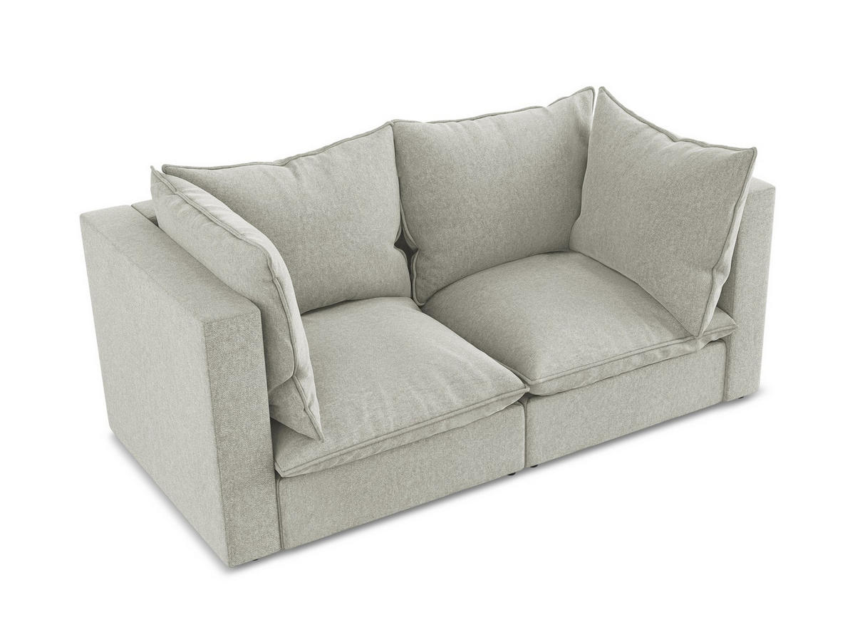 2-SITZER SOFA Samt Stoff Grau - Hellgrau/Schwarz, Holzwerkstoff/Kunststoff (180/77/90cm) - Makamii