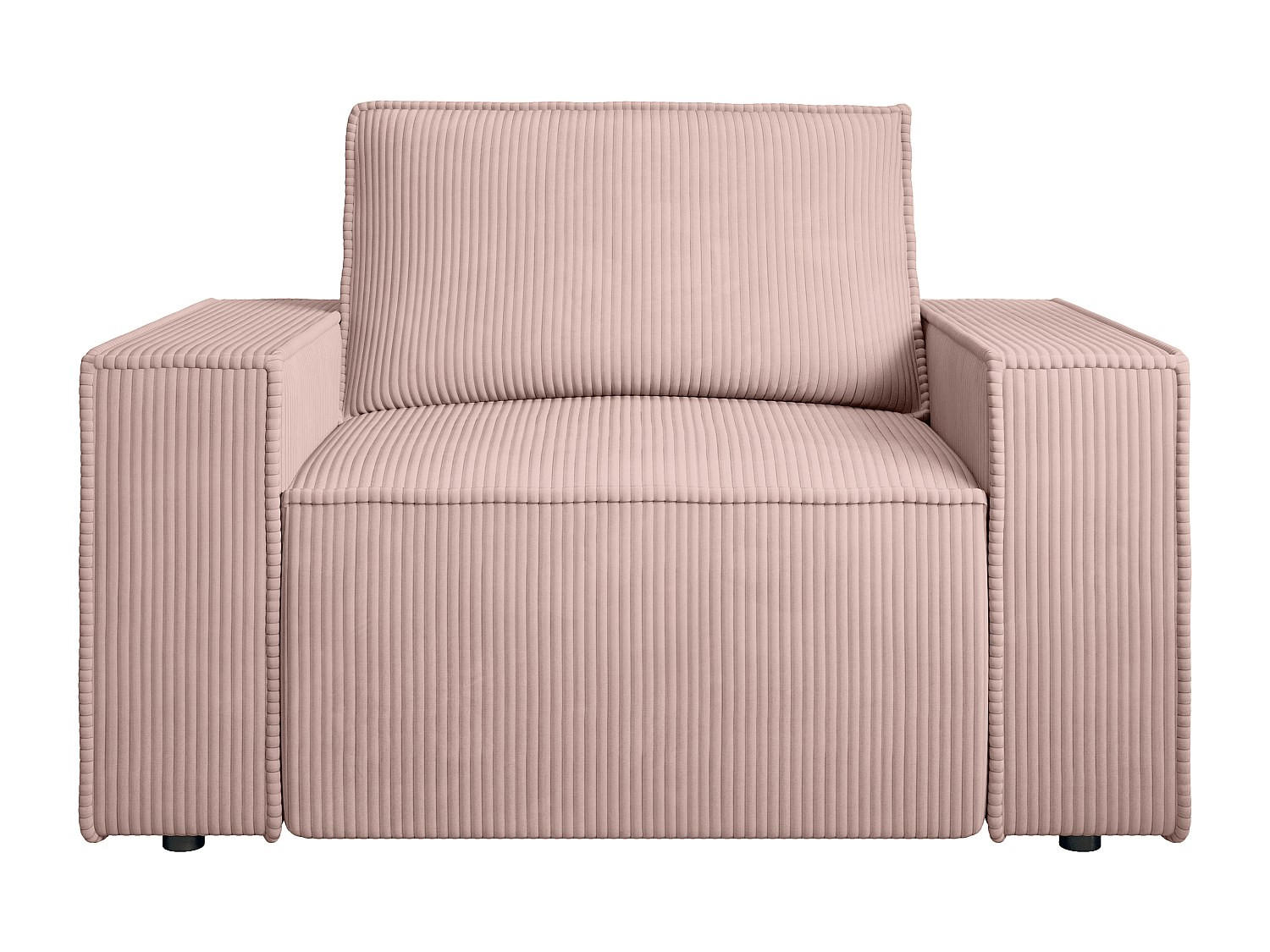 SESSEL mit gerader Rückenlehne - 1 Person - samt - puderrosa Amelia - Rosa, Textil (120/85/86cm) - Vente-Unique