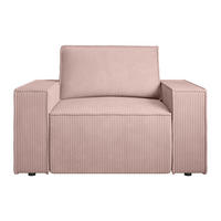 SESSEL mit gerader Rückenlehne - 1 Person - samt - puderrosa Amelia - Rosa, Textil (120/85/86cm) - Vente-Unique