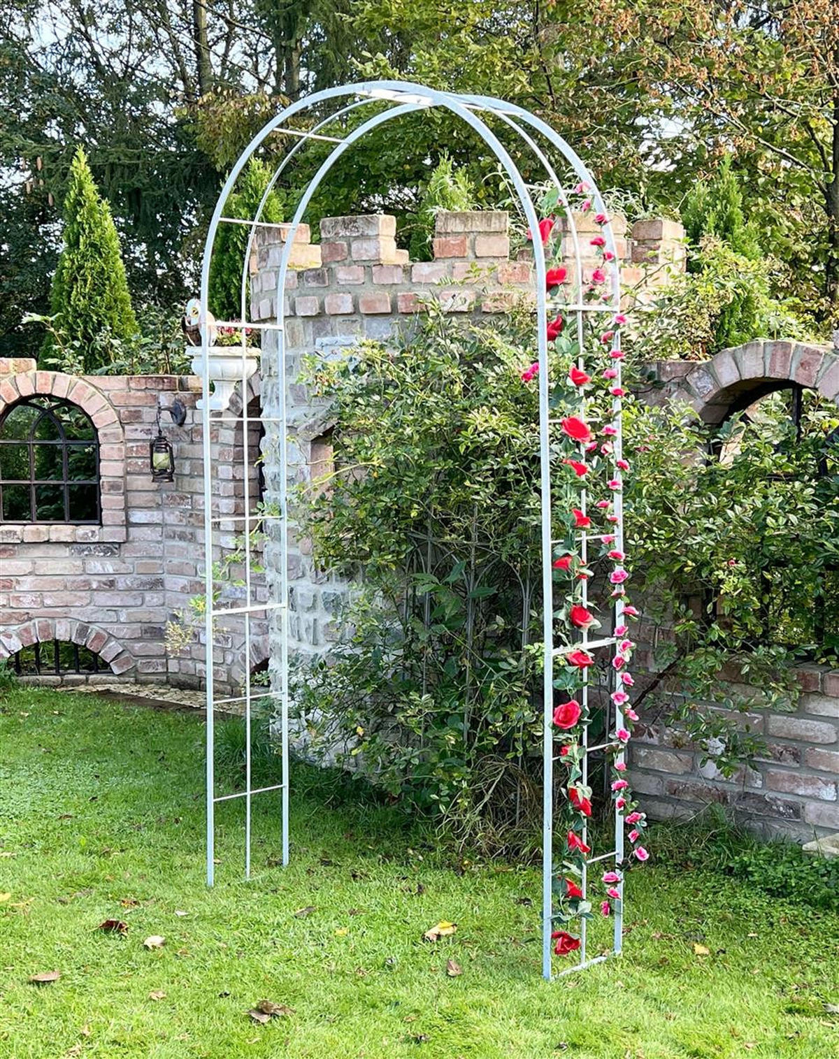 ROSENBOGEN Metall Verzinkt Massiv 120 cm Torbogen - Grau, Metall (120/232/30cm) - DanDiBo