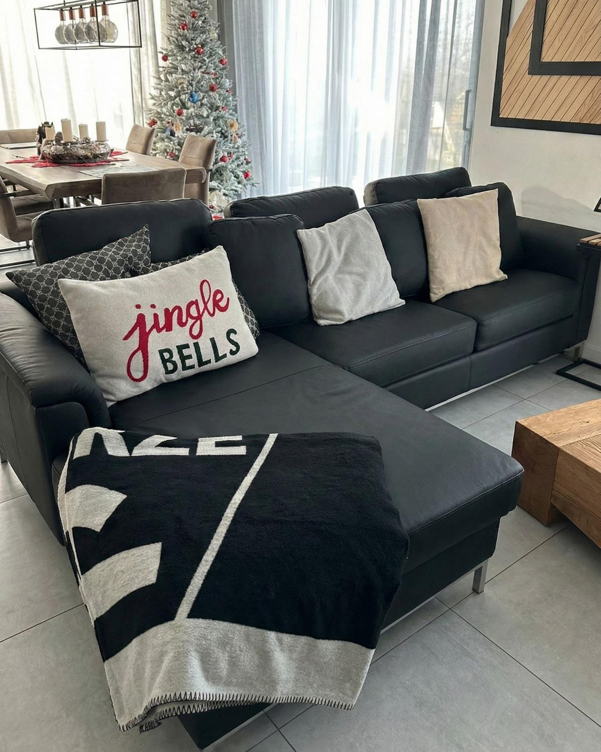 ECKSOFA Leder Schwarz linksseitig Oslo - Schwarz, Leder/Fell (270/151cm) - Beliani