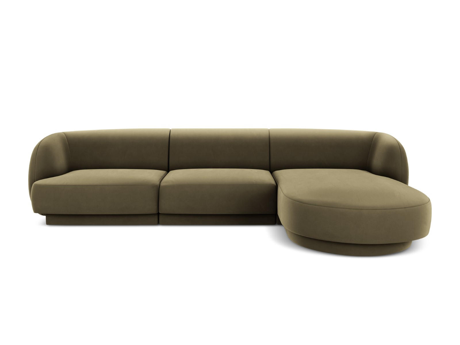 ECKSOFA rechts Miley aus Samt grün 4 Sitzplätze - Grün, Textil (156/255cm) - Micadoni