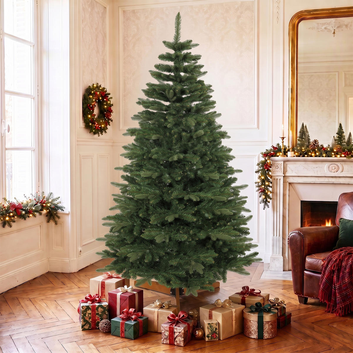 WEIHNACHTSBAUM PVC Stahl Grün - Grün, Kunststoff (180cm) - HOMCOM