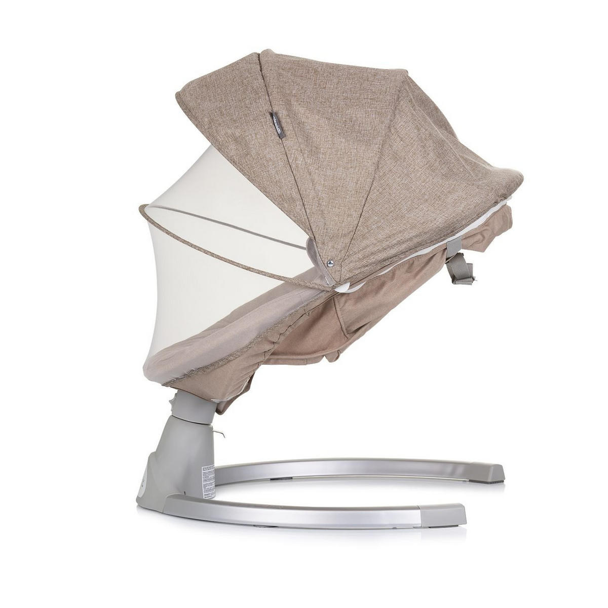 BABYWIPPE Nest beige Moskitonetz, Fernbedienung, 5 Schaukelgeschwindigkeiten, Kopfkissen - Beige, Metall - Chipolino