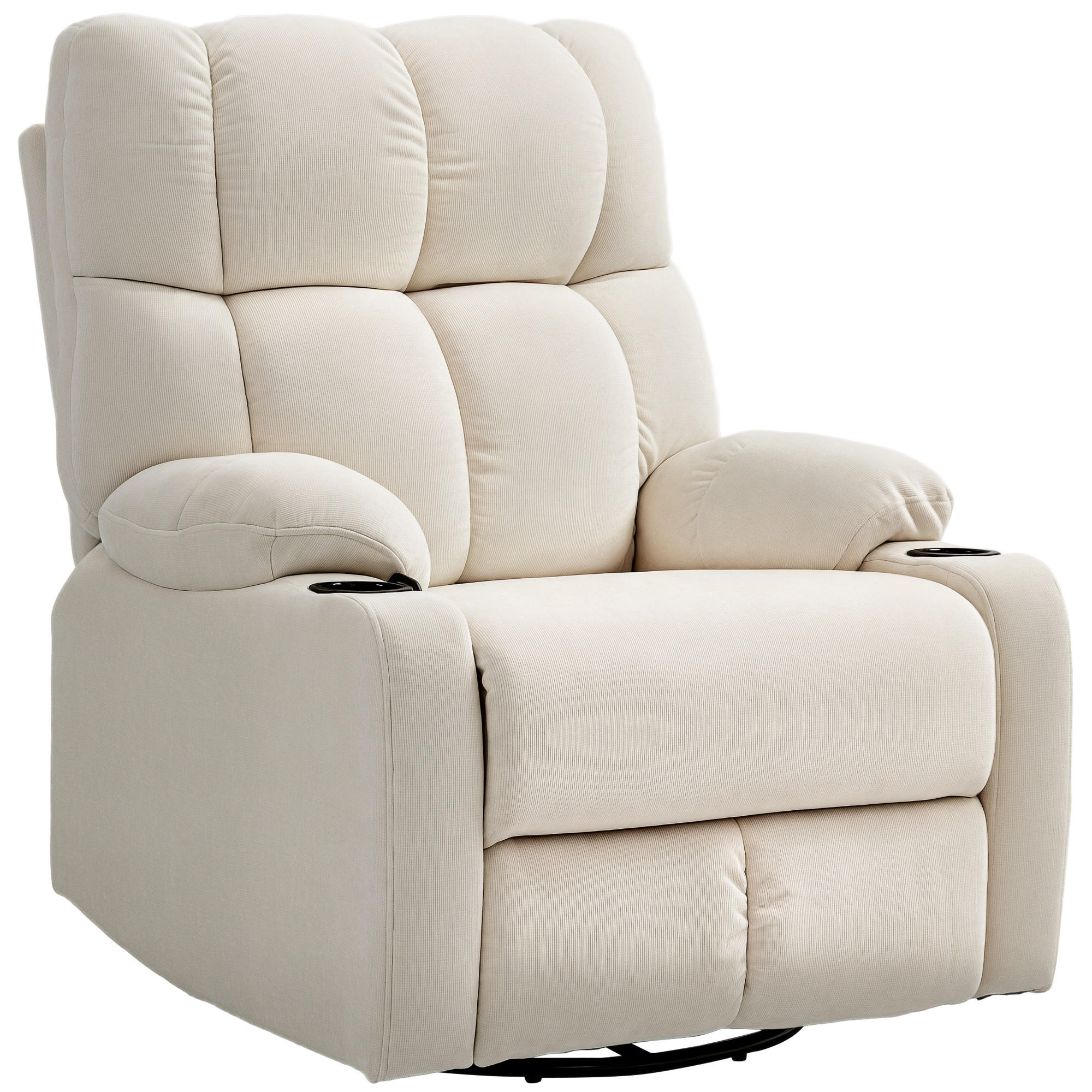 RELAXSESSEL DE-06307 mit Fußstütze, drehbar, Schaukelfunktion Beige - Beige, Textil/Metall (96/108/88cm) - ComfortXL
